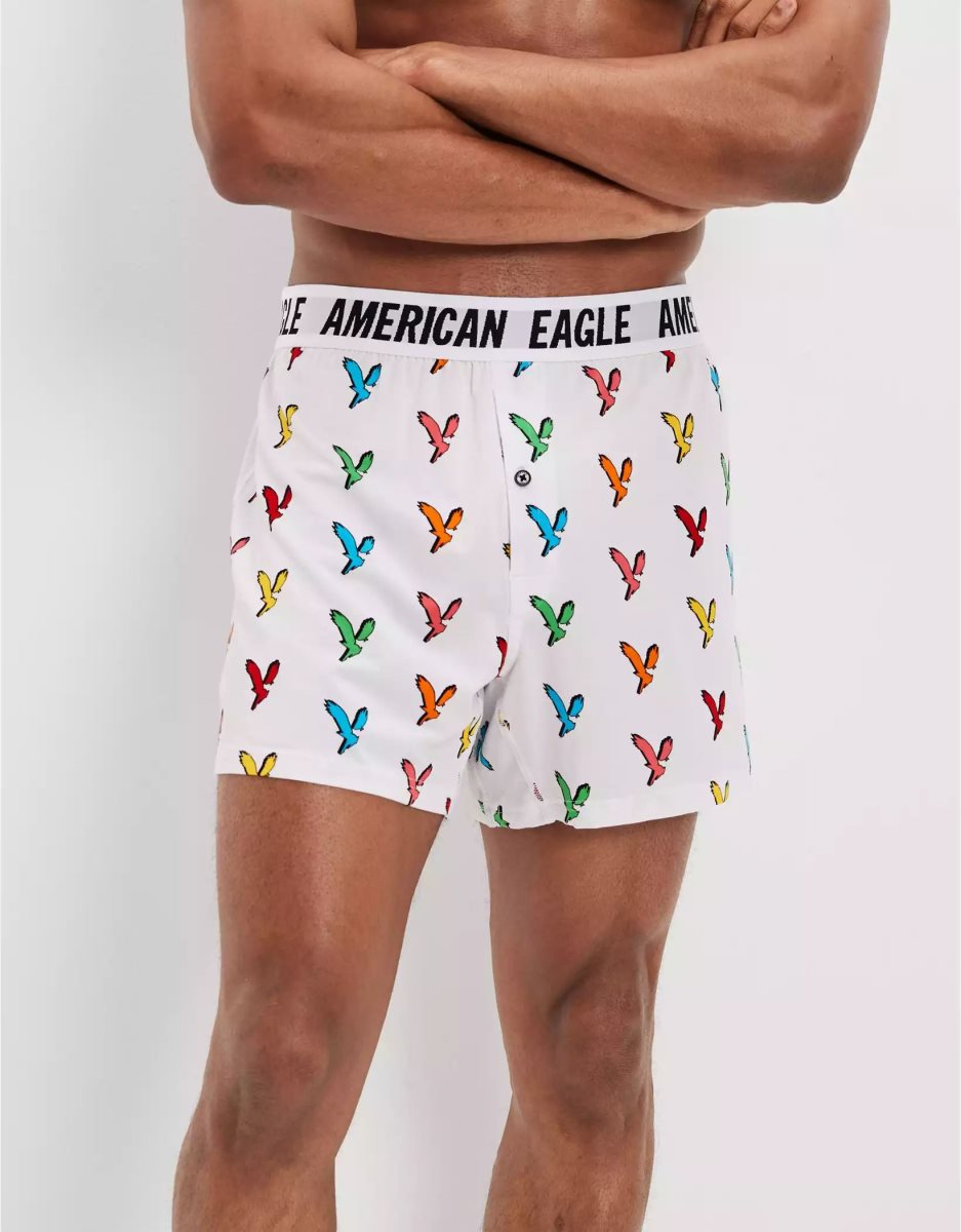 Shorts De Bain American Eagle AEO Shadow Eagle Ultra Soft Blanche Homme | VXD-36895526